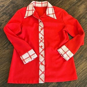 70’s Ribbed Poly Button Up Shirt